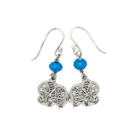 925 Silver Hook Elephant Dangle Charm - Picture 1 of 5